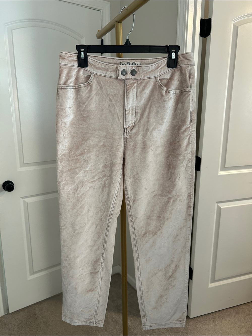 We The Free Sweet Jane velvet pants in Champagne/Blush/Pale pink